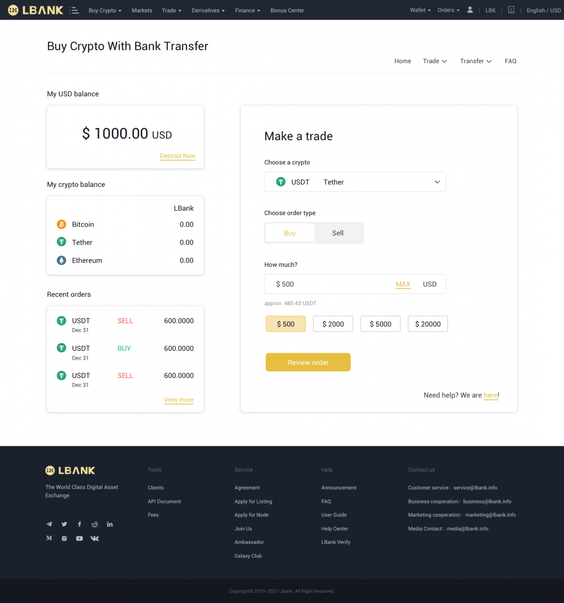 Cách mở tài khoản và gửi tiền vào LBank